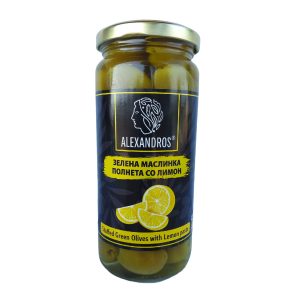 АЛЕКСАНДРОС – МАСЛИНКИ ЗЕЛЕНИ СО ЛИМОН 480 Г