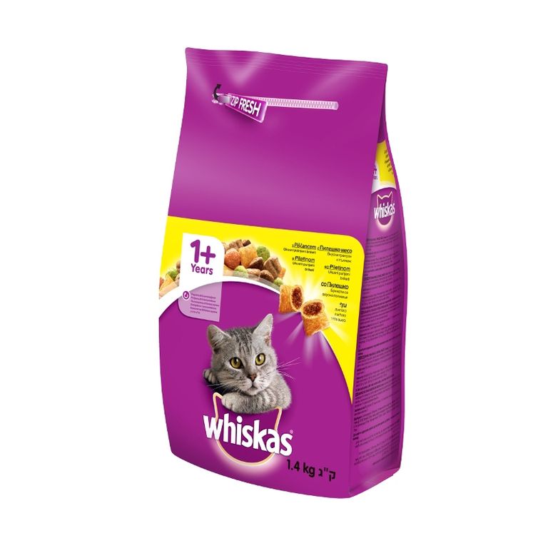 ВИСКАС СУВА ХРАНА ЗА МАЧКА СО ПИЛЕШКО МЕСО 1,4 КГ