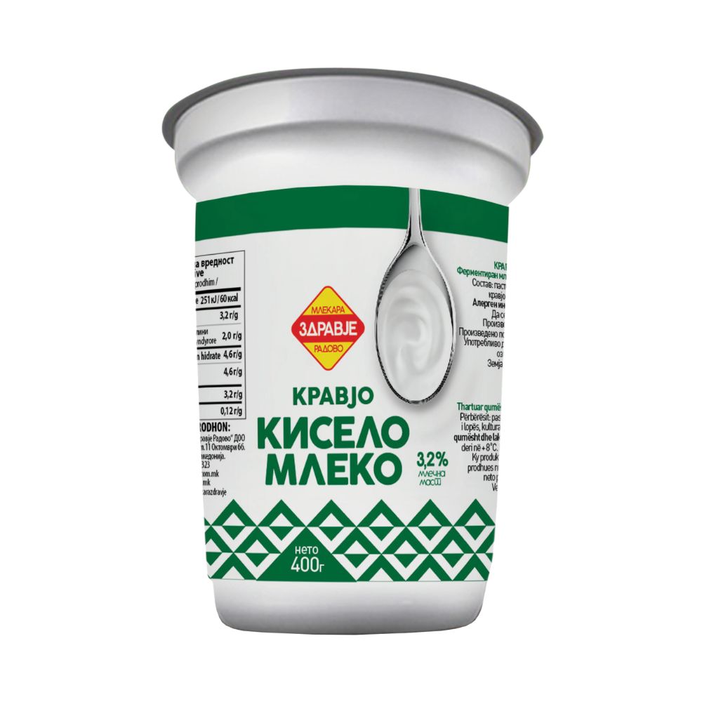 ЗДРАВЈЕ РАДОВО КИСЕЛО МЛЕКО 3,2 %ММ 400 ГР