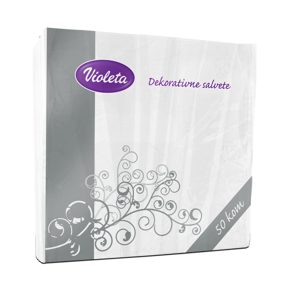 ВИОЛЕТА ДВОСЛОЈНИ САЛФЕТИ БЕЛИ 38 Х 38 ЦМ / 25/1