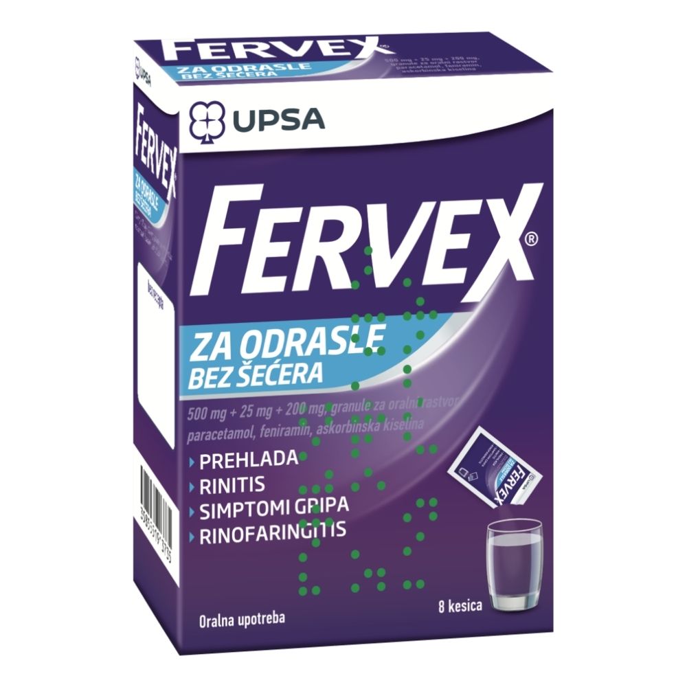 Fervex За возрасни Без шеќер 8 ќесички