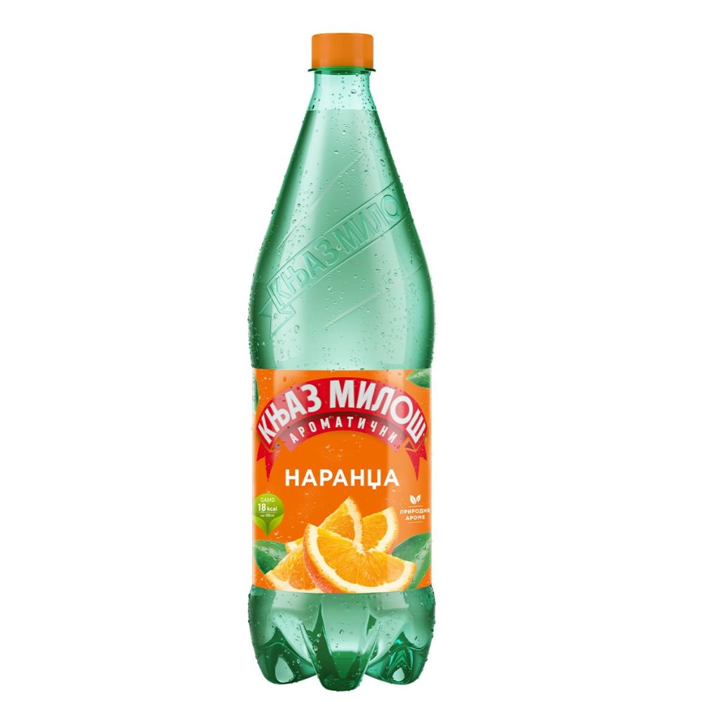 КЊАЗ МИЛОШ ГАЗИРАНА ВОДА СО ВКУС НА ПОРТОКАЛ 1,25 Л