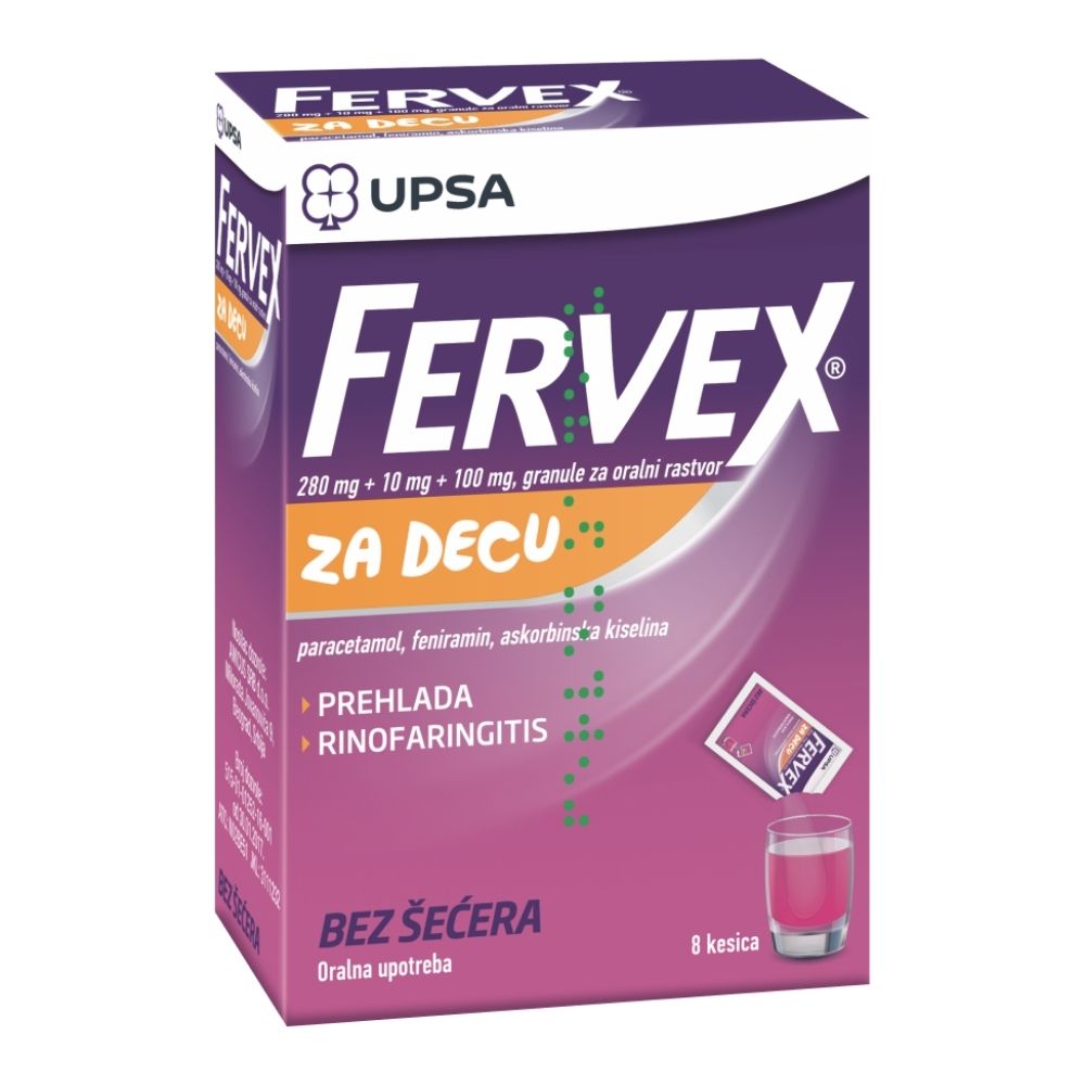 Fervex За деца Без шеќер 8 ќесички