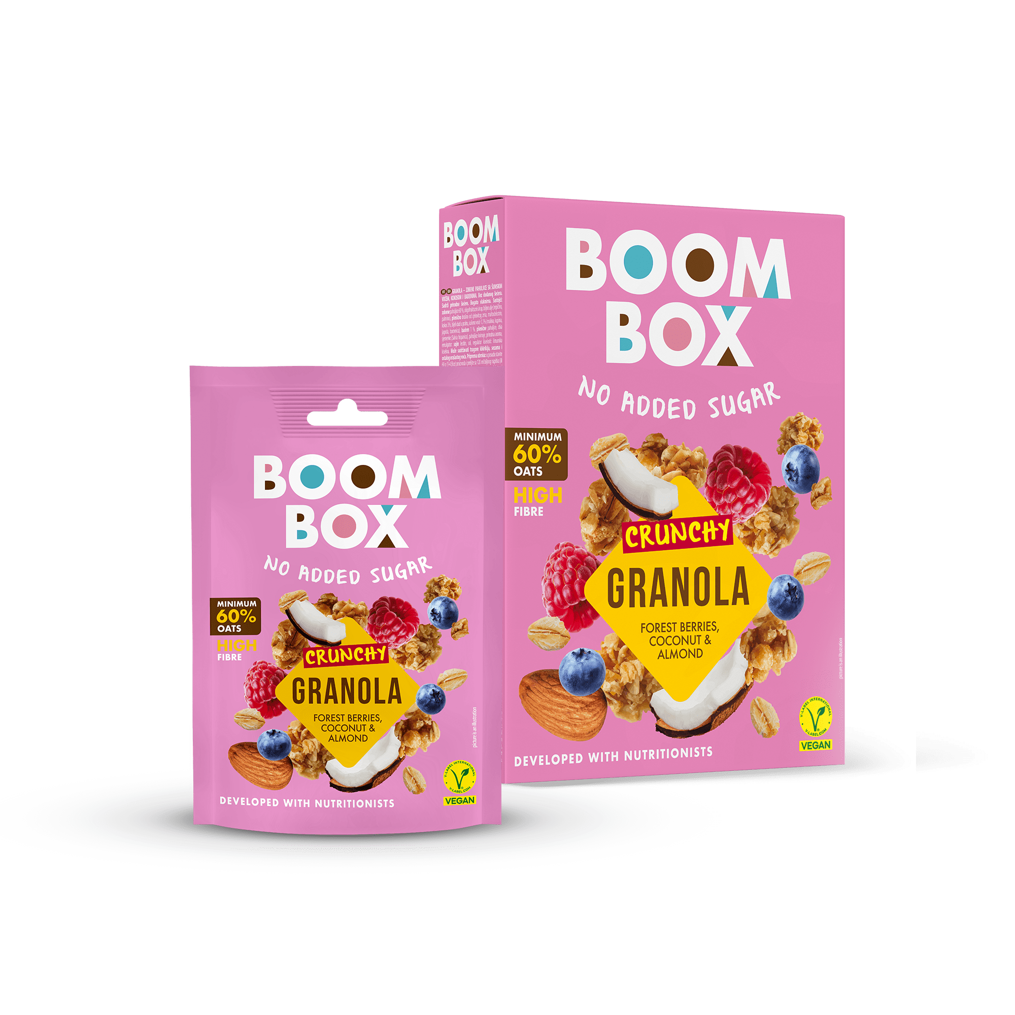 ОВЕСНА ГРАНОЛА БУМ БОКС ШУМСКО ОВОШЈЕ, КОКОС, БАДЕМ 60 ГР