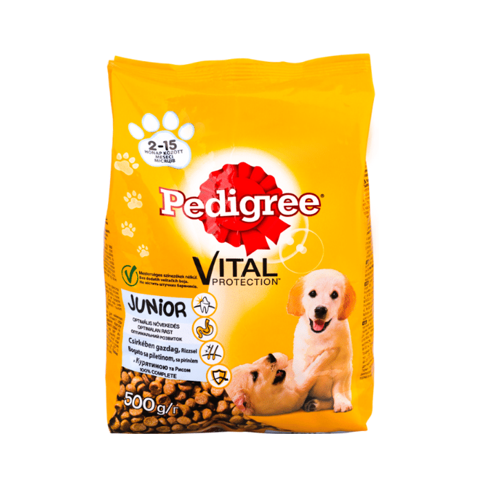 ПЕДИГРЕ ЈУНИОР – СУВА ХРАНА ЗА КУЧИЊА 500 Г