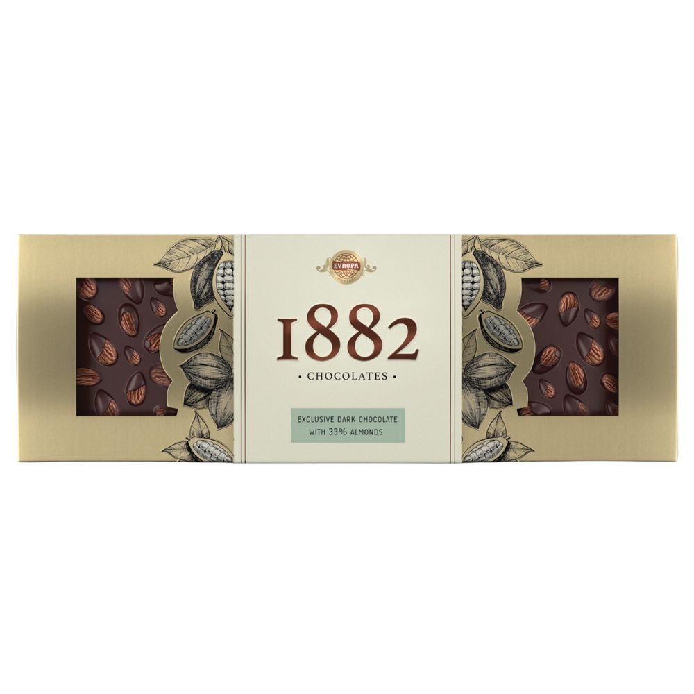 ЕВРОПА 1882 ТЕМНО ЧОКОЛАДО СО БАДЕМ 150 ГР