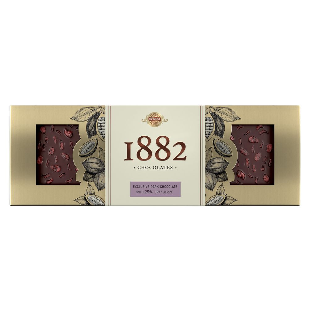 ЕВРОПА 1882 ТЕМНО ЧОКОЛАДО СО БРУСНИЦА 150 ГР