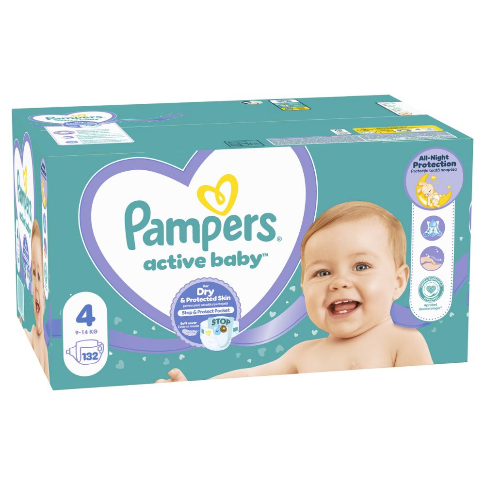 ПАМПЕРС АКТИВ БЕЈБИ БРОЈ4 (9-14 КГ) БЕБЕШКИ ПЕЛЕНИ 132/1