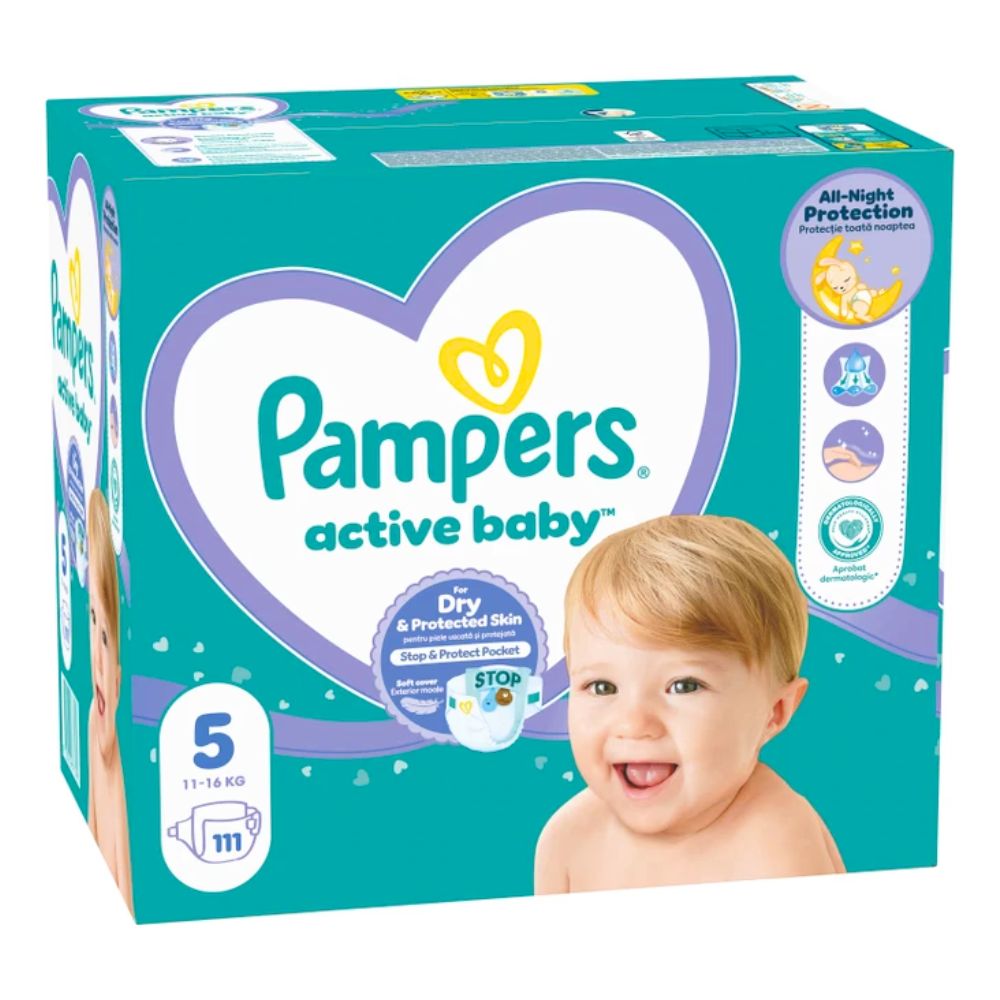 ПАМПЕРС АКТИВ БЕЈБИ БРОЈ5 (11-16 КГ) БЕБЕШКИ ПЕЛЕНИ 111/1
