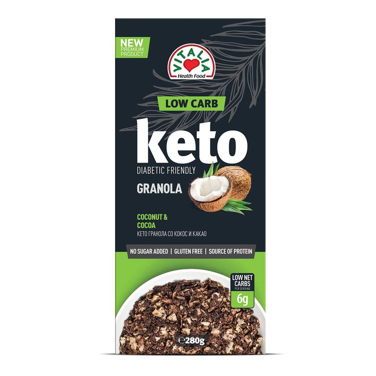 ВИТАЛИА КЕТО МУСЛИ ГРАНОЛА КАКАО 280 ГР