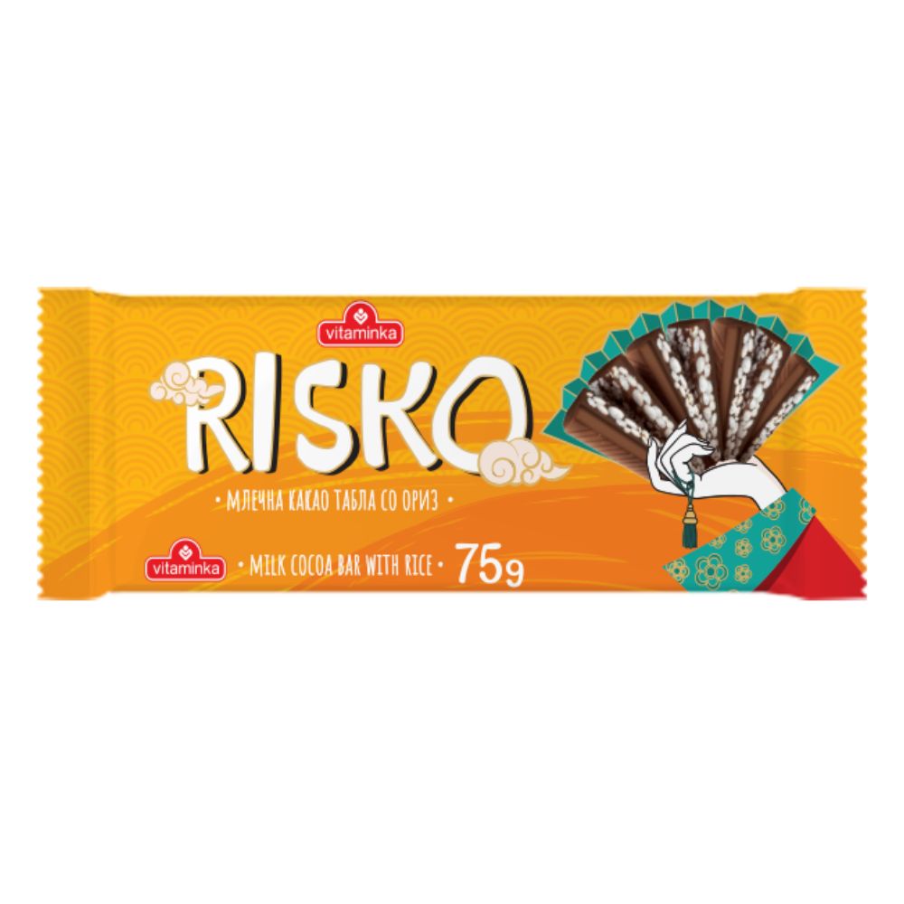 РИСКО МЛЕЧНА КАКАО ТАБЛА СО ОРИЗ 75 ГР