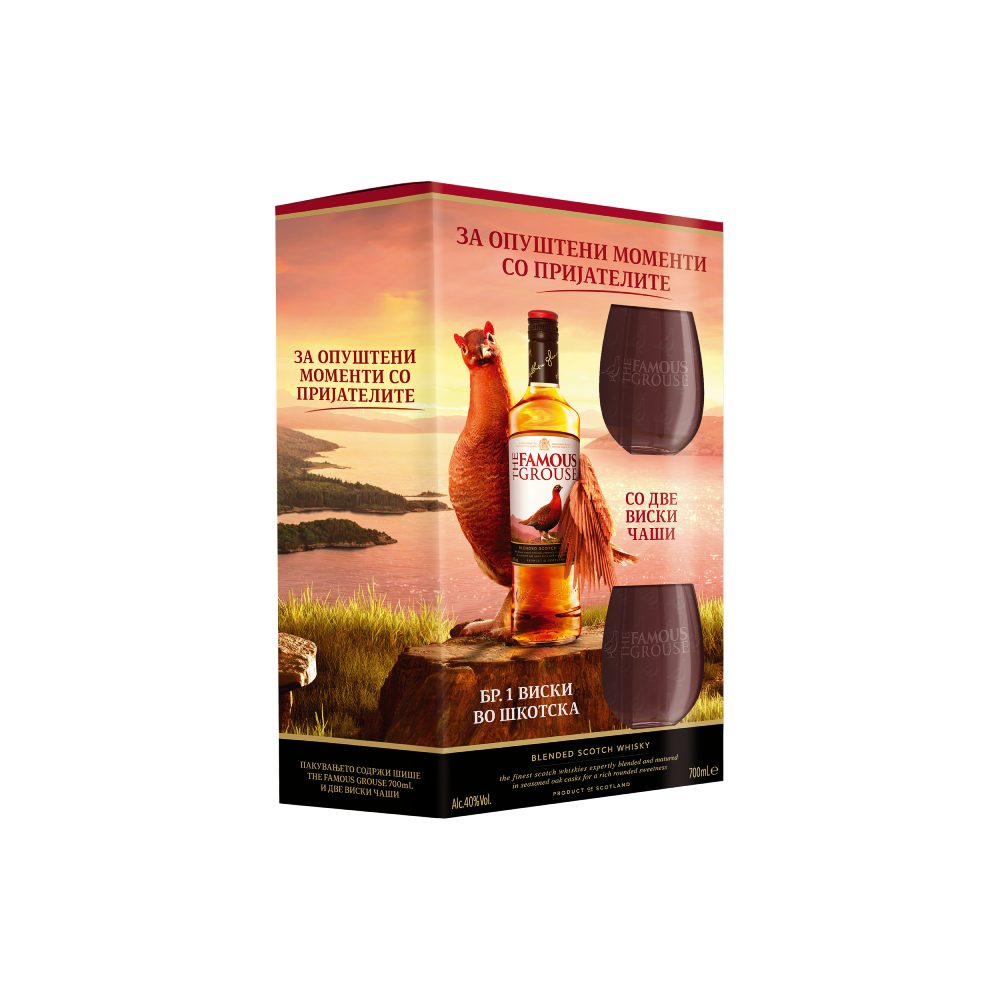 ВИСКИ FAMOUS GROUSE 0.7L СО ДВЕ ЧАШИ