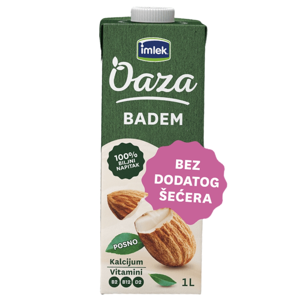 ИМЛЕК ОАЗА РАСТИТЕЛНО МЛЕКО ОД БАДЕМ БЕЗ ШЕЌЕР 1 Л