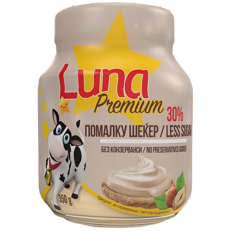 ЛУНА ПРЕМИУМ СО ЛЕШНИЦИ И 30% ШЕЌЕР 350Г