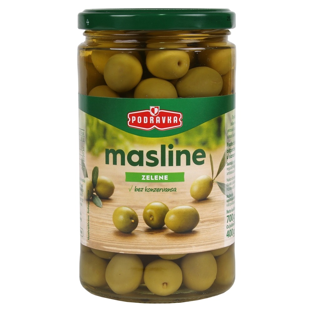 ПОДРАВКА ЗЕЛЕНИ МАСЛИНКИ СО СЕМКА 700 ГР