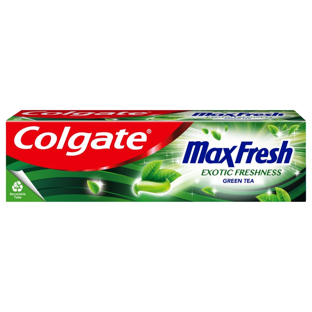 COLGATE МАКС ФРЕШ ЕГЗОТИК ПАСТА ЗА ЗАБИ СО ЗЕЛЕН ЧАЈ 75 МЛ
