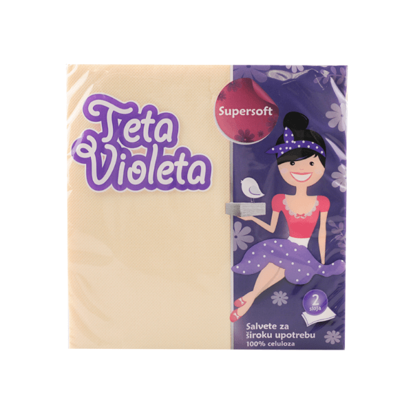 ВИОЛЕТА САЛФЕТИ 2 СЛОЕВИ КРЕМ 38 Х 38 / 25/1