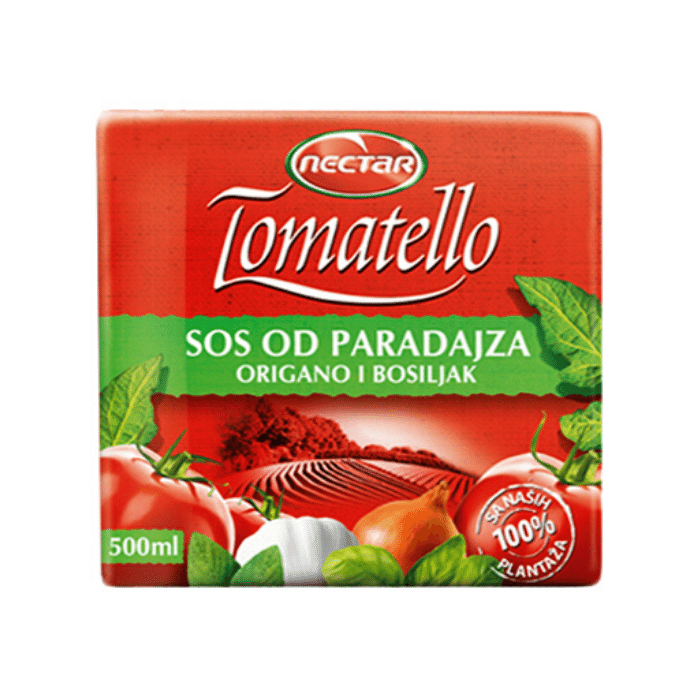 НЕКТАР ТОМАТЕЛО СОС ОД ДОМАТИ СО ОРИГАНО И БОСИЛЕК 500 МЛ