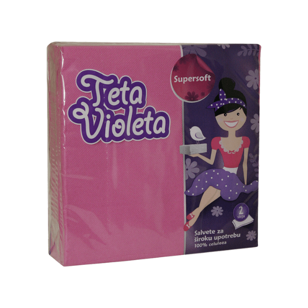 ВИОЛЕТА ДВОСЛОЈНИ САЛФЕТИ РОЗЕВИ 38 Х 38 ЦМ / 25/1