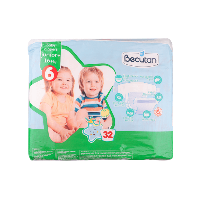 ПЕЛЕНИ БЕКУТАН 6 ЈУНИОР ПЛУС 16+КГ. 32 ПАР.