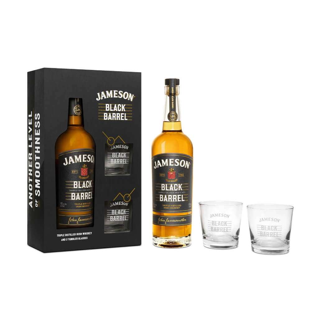 СЕТ ВИСКИ ЏЕЈМИСОН БЛЕК БАРЕЛ 0.7 Л СО 2 ЧАШИ