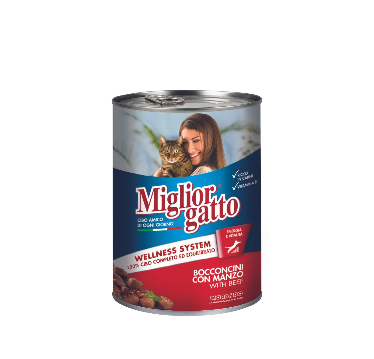 МОРАНДО ХРАНА ЗА МАЧКИ СО ГОВЕДСКО МЕСО 405 ГР