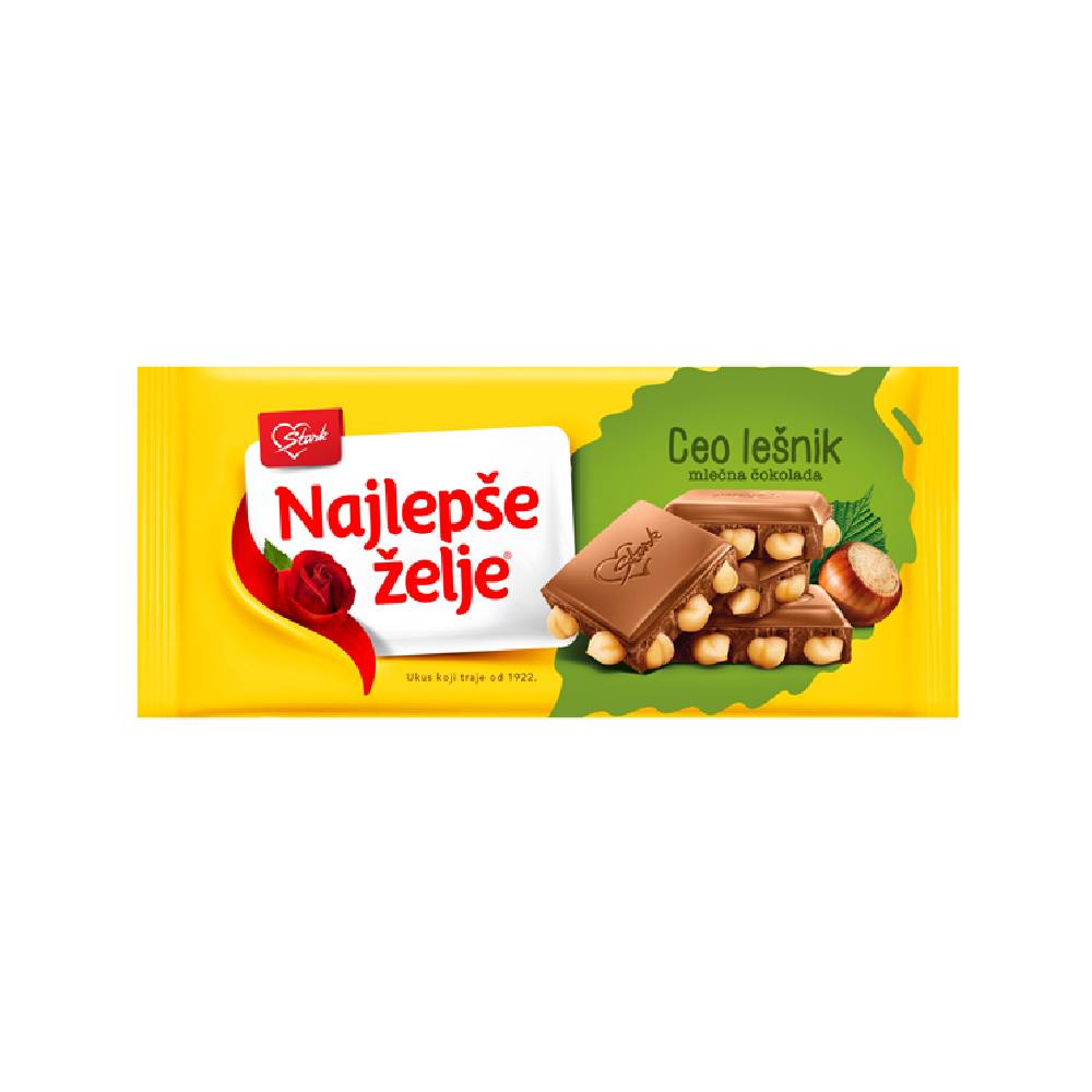 ЧОКОЛАДА НАЈЛЕПШЕ ЖЕЉЕ ЦЕЛ ЛЕШНИЦИ 190 ГР