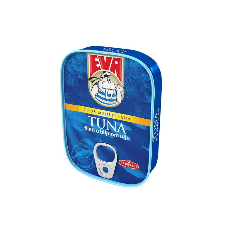 ЕВА ТУНА ФИЛЕТИ ВО РАСТИТЕЛНО МАСЛО 100 ГР