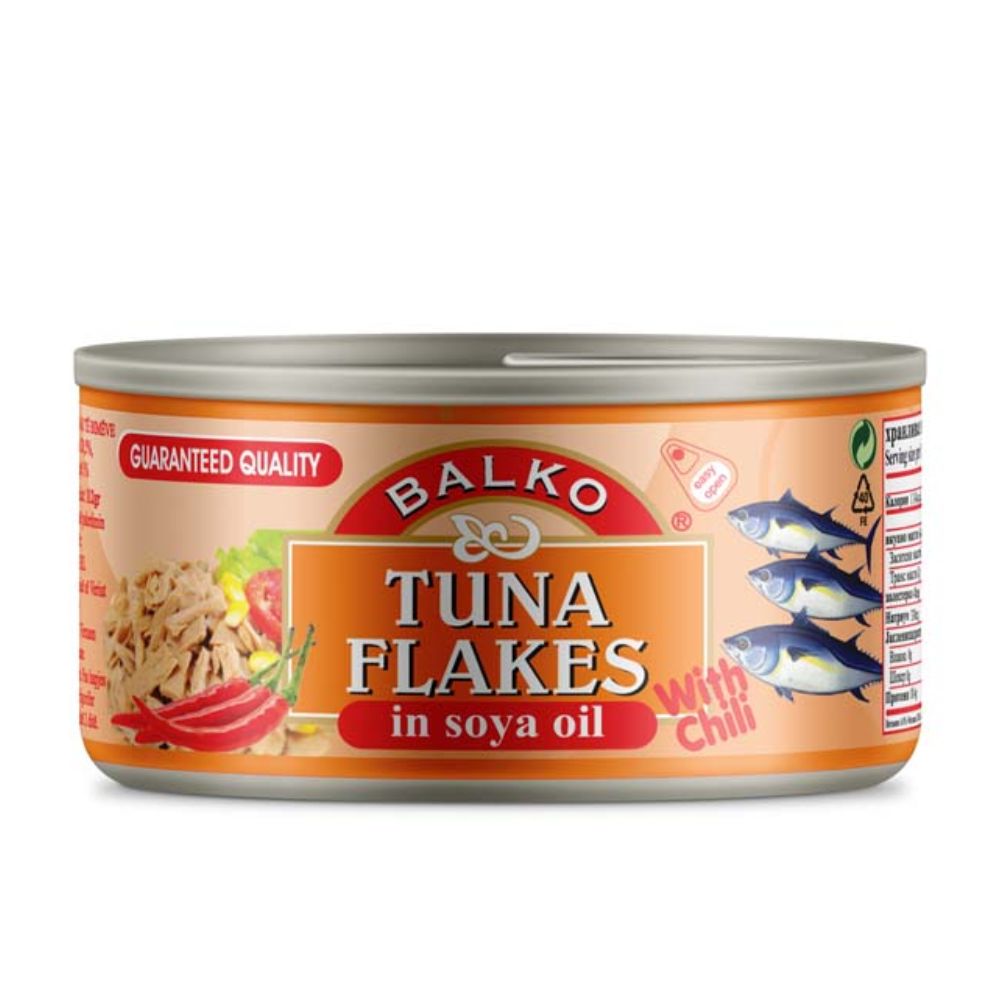 БАЛКО ТУНА СЕЦКАНА ВО СОИНО МАСЛО СО ЧИЛИ 170 ГР