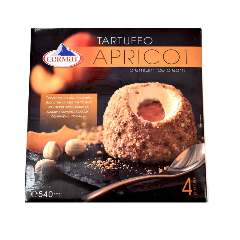 ЦЕРМАТ ТАРТУФФО АПРИЦОТ СЛАДОЛЕД СО КАЈСИЈА 540 МЛ (ЗАМРЗНАТО)