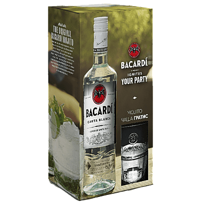 БАКАРДИ РУМ КАРТА БЛАНКА 0.7 Л СО ЧАША