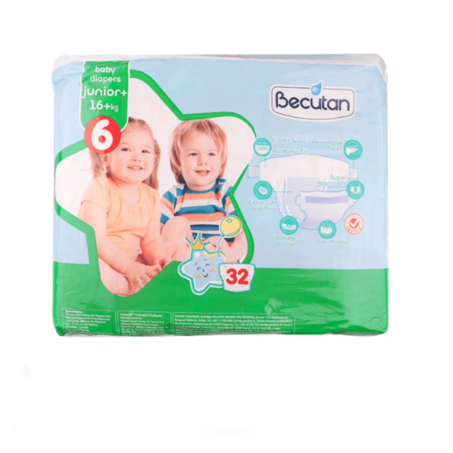 ПЕЛЕНИ БЕКУТАН 6 ЈУНИОР ПЛУС 16+КГ. 32 ПАР.