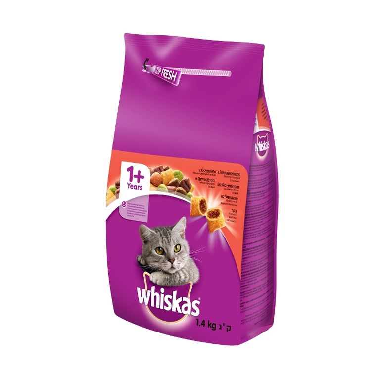 ВИСКАС СУВА ХРАНА ЗА МАЧКА СО ГОВЕДСКО МЕСО 1,4 КГ