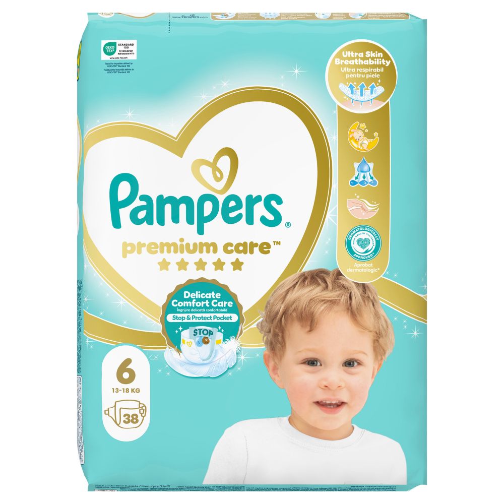 ПАМПЕРС ПРЕМИУМ КЕР БРОЈ6 (13+КГ) БЕБЕШКИ ПЕЛЕНИ 38/1