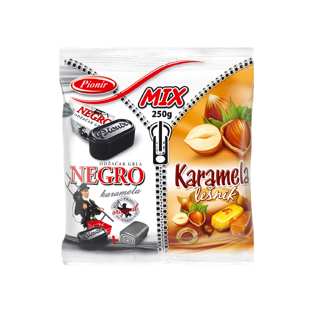 БОНБОНИ ПИОНИР МИКС НЕГРО И КАРАМЕЛА 250ГР