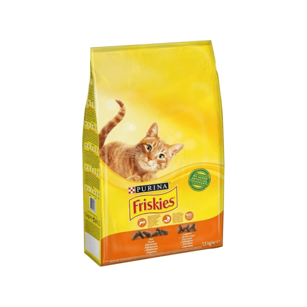 ФРИСКИС ХРАНА ЗА МАЧЕ ПИЛЕШКО И ЗЕЛЕНЧУК 1.5 КГ.