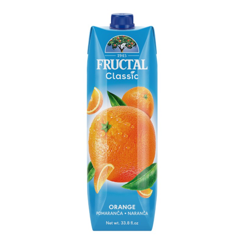 ФРУКТАЛ СОК 100% ПОРТОКАЛ 1 Л ПРИЗМА