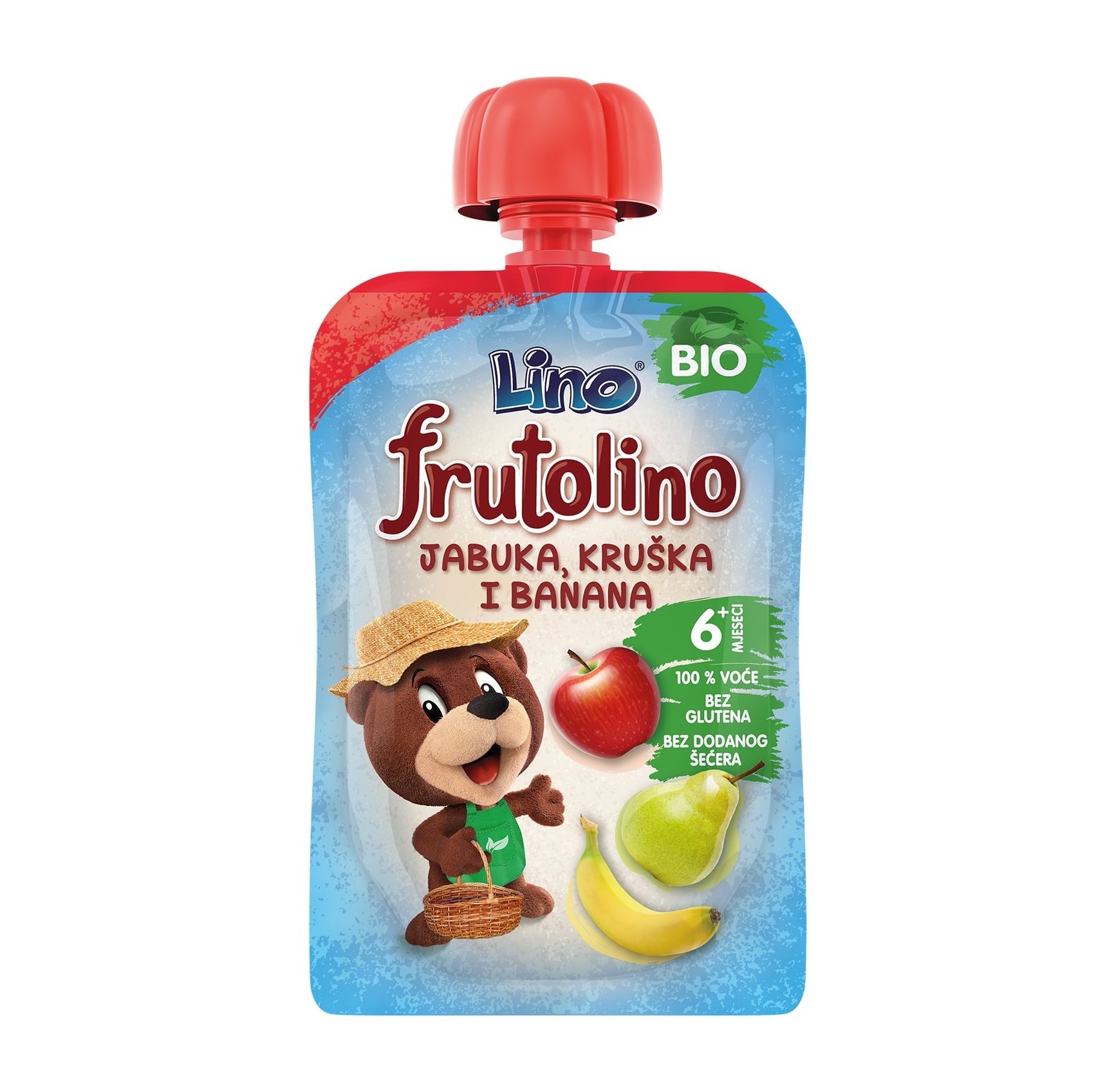 ПОДРАВКА ЛИНО ФРУТОЛИНО ОВОШНА КАША ОД ЈАБОЛКО, КРУША И БАНАНА 6+ МЕСЕЦИ 100 ГР