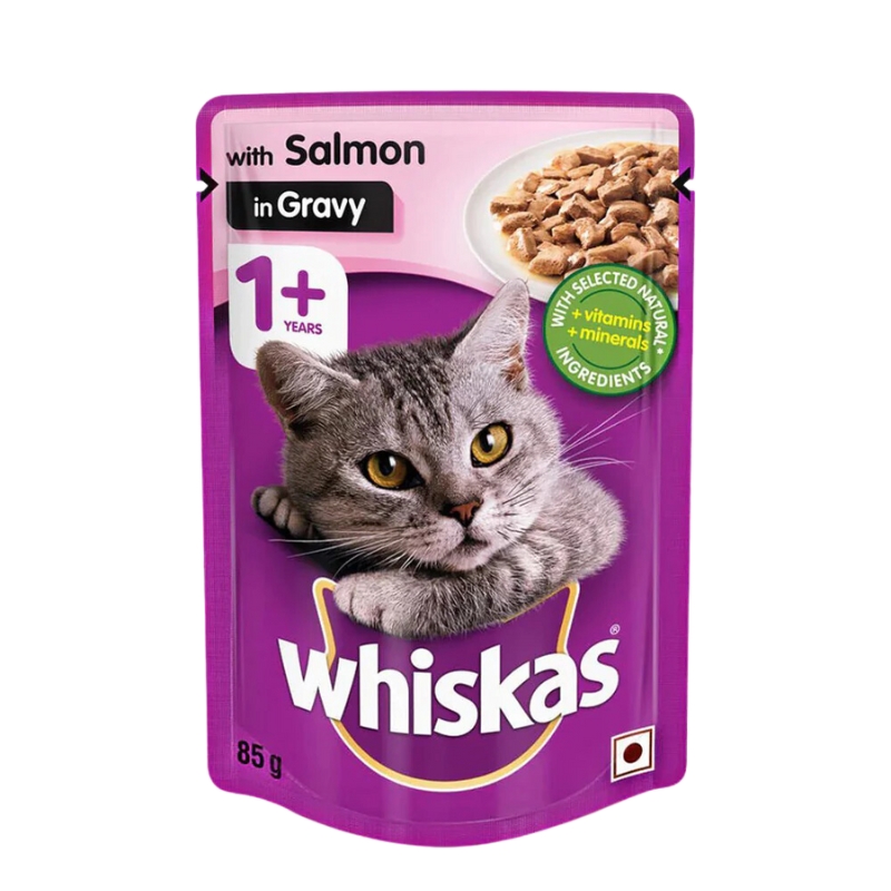 ВИСКАС ХРАНА ЗА МАЧКА СО ЛОСОС ВО КЕСИЧКА 85 ГР