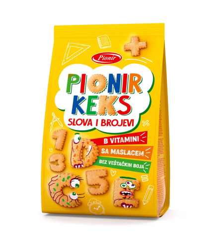 БИСКВИТИ ПИОНИР 100гр БУКВИ И БРОЈКИ