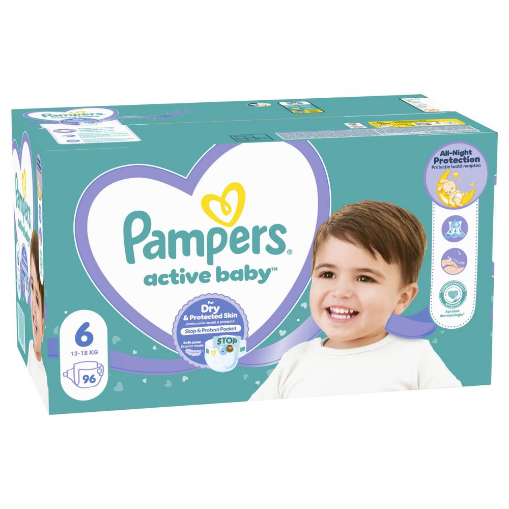 ПАМПЕРС АКТИВ БЕЈБИ БРОЈ6 (13-18 КГ) БЕБЕШКИ ПЕЛЕНИ 96/1