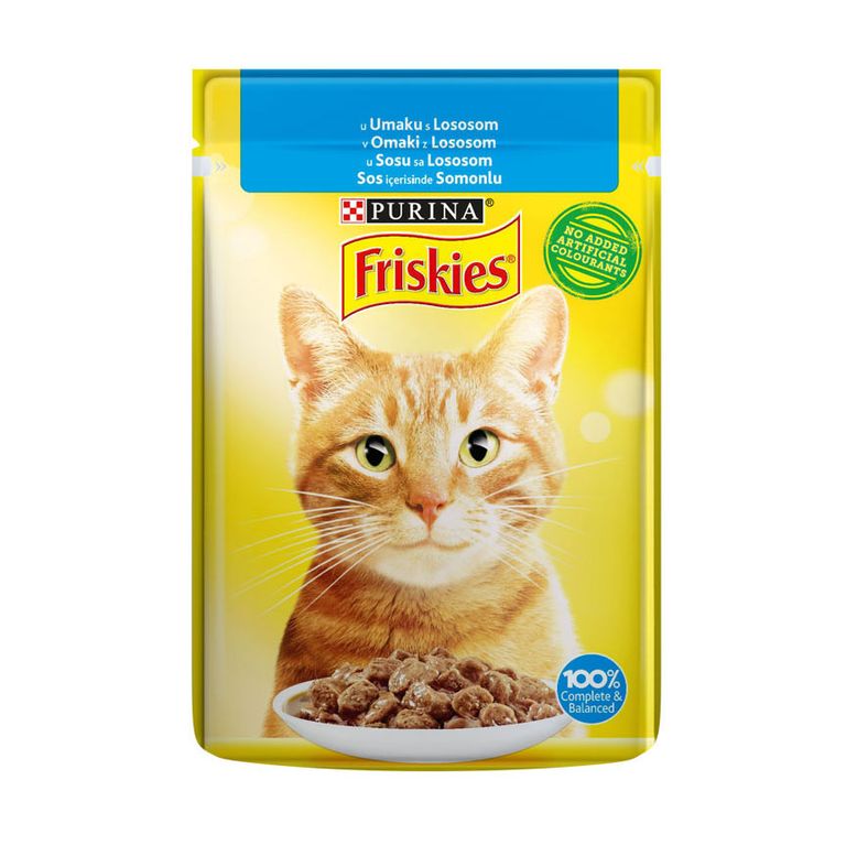 ПУРИНА ФРИСКИС ХРАНА ЗА МАЧКИ СО ЛОСОС 85 ГР