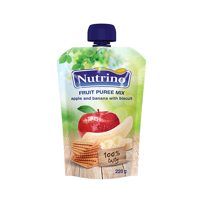 ОВОШНО ПИРЕ НУТРИНО-ЈАБОЛКА, БАНАНА, БИСВИТИ 125 ГР