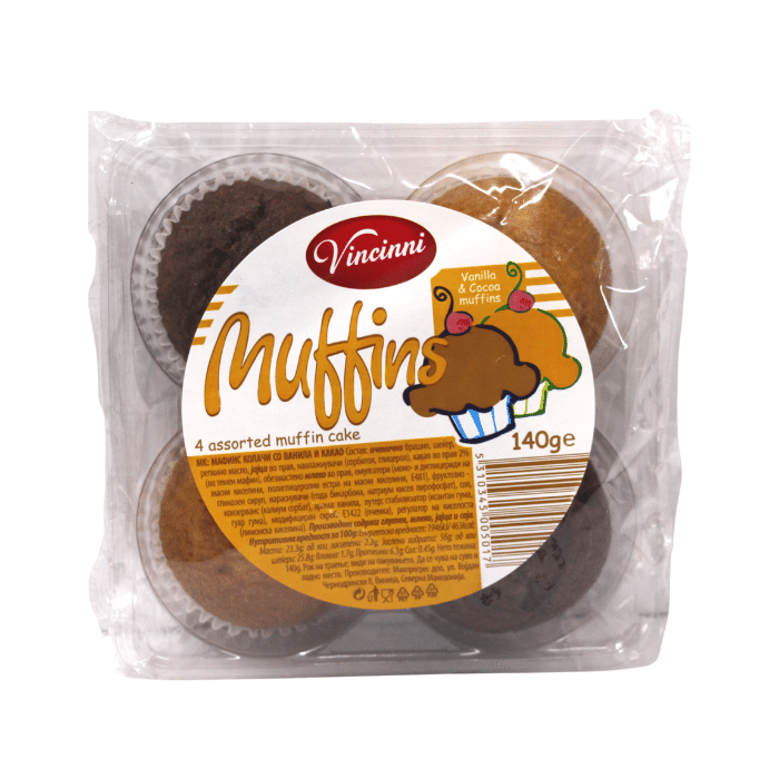 ВИНЧИНИ МАФИН МИКС ОД ВАНИЛА И КАКАО 140 ГР