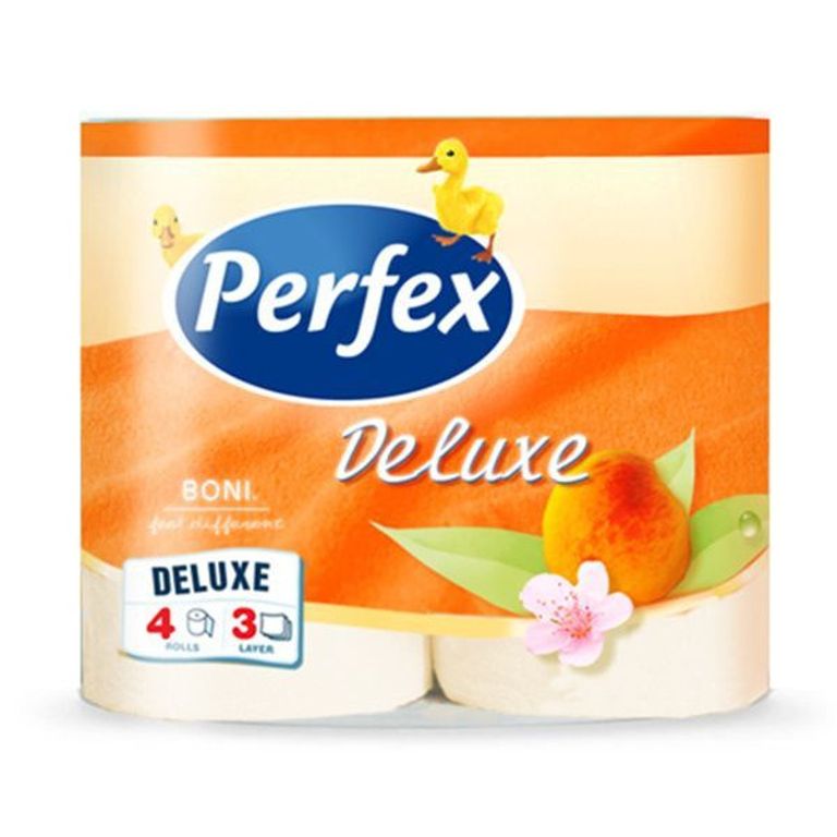ПЕРФЕКС ДЕЛУКС ТРОСЛОЈНА ТОАЛЕТНА ХАРТИЈА ПРАСКА 4 РОЛНИ