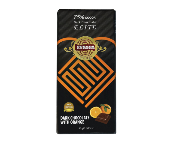 ЕВРОПА ЕЛИТ ТЕМНО ЧОКОЛАДО СО ПОРТОКАЛ 85 ГР