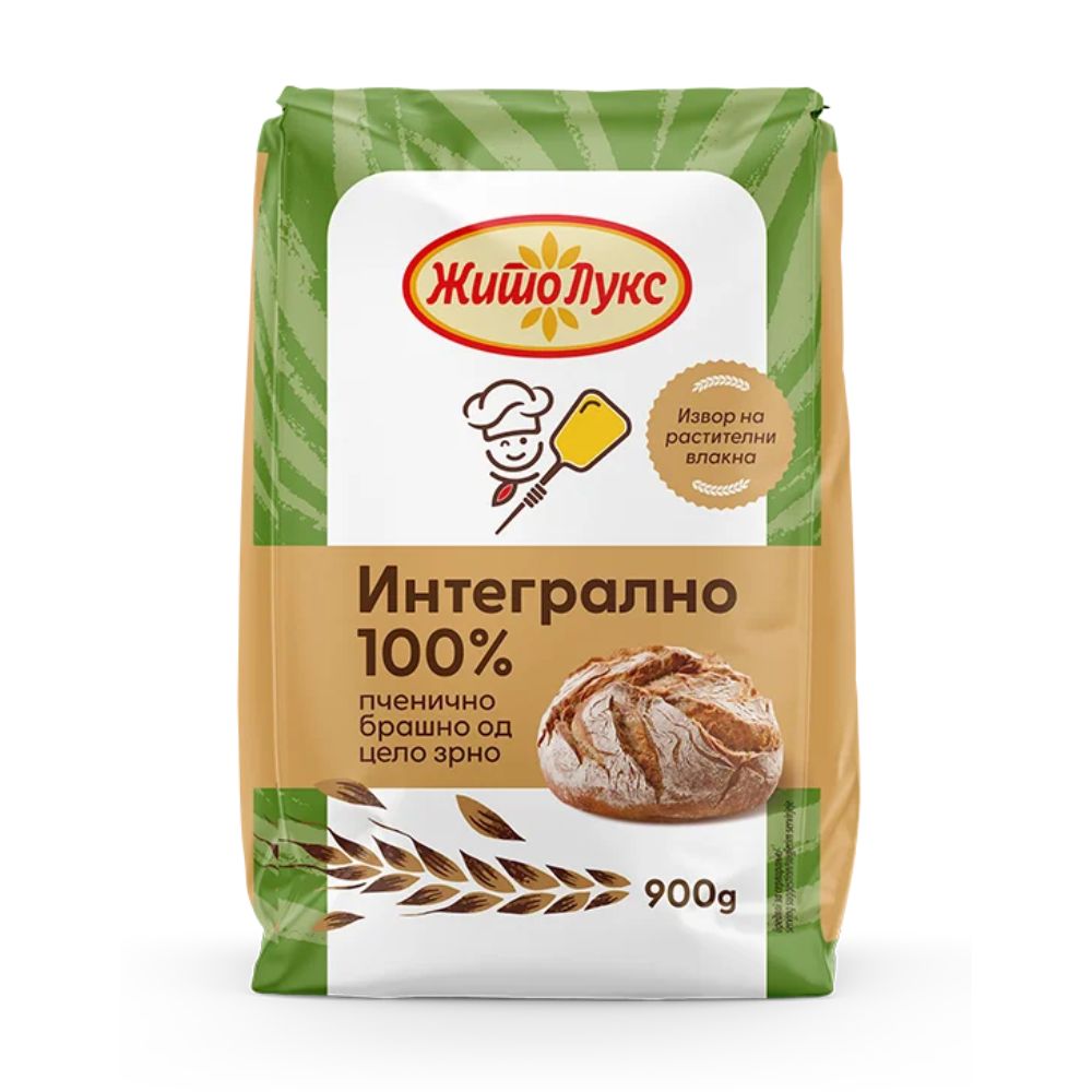ЖИТО ЛУКС 100% ИНТЕГРАЛНО БРАШНО 900 ГР