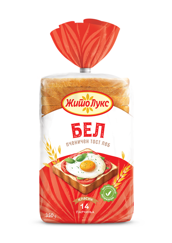 ЛЕБ ЖИТО ЛУКС 350 ГР БЕЛ ТОСТ НА ПАРЧИЊА