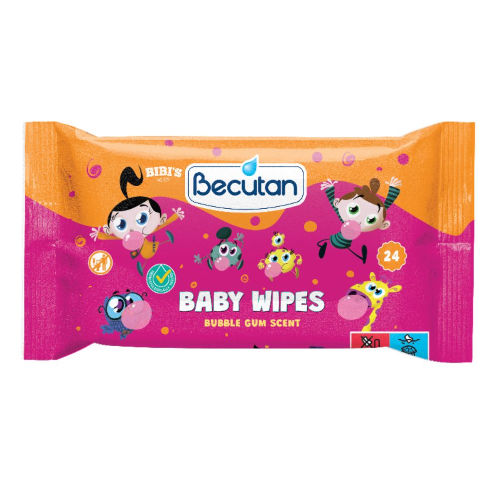 БЕКУТАН СВЕТОТ НА БИБИ ВЛАЖНИ МАРАМЧИЊА ЗА ДЕЦА СО МИРИС НА БУББЛЕГУМ 24/1