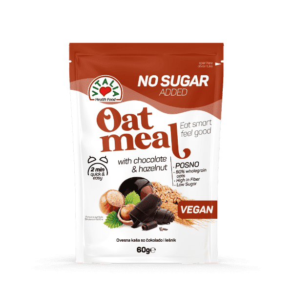 ОВЕСНА КАША ВИТАЛИА ЧОКОЛАДО, ЛЕШНИК БЕЗ ДОДАДЕН ШЕЌЕР 60 ГР